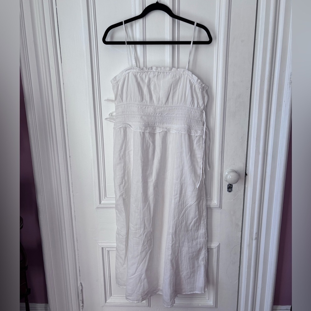 American Eagle NWT Corded Smocking Spaghetti Strap Lined Midi Dress Pockets L